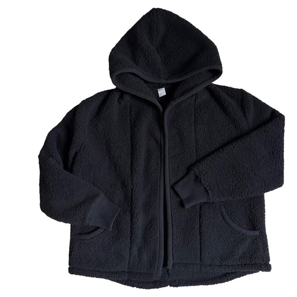 Gilly Hicks Cozy Sherpa Fleece Hooded Cardigan / Jacket (Black) - Size S/M